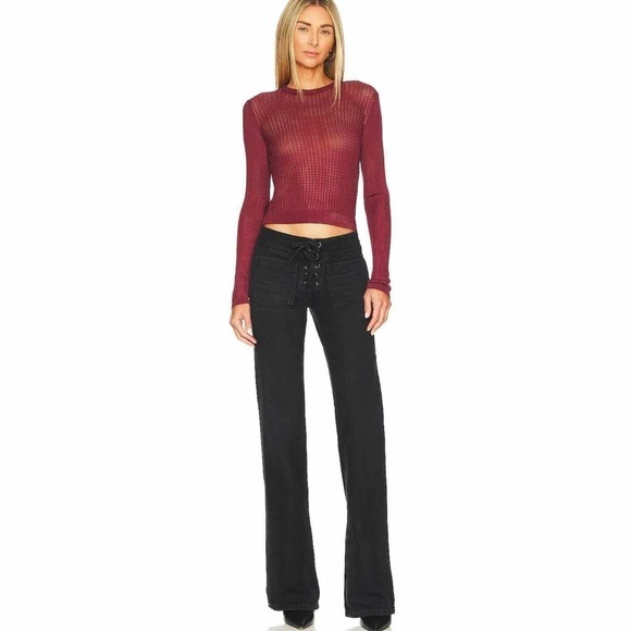 Free People H2O Crew Pullover Sweater Raw Garnet Size Large - Picture 7 of 7